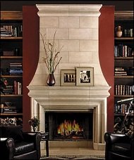 man made stone fireplace