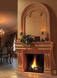 man made stone fireplace