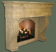 man made stone fireplace