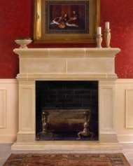 man made stone fireplace