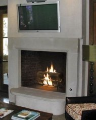 man made stone fireplace