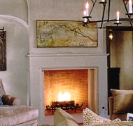 man made stone fireplace