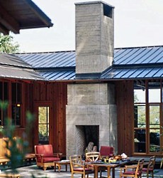 outdoor masonry fireplace