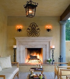 outdoor masonry fireplace