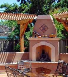 outdoor masonry fireplace