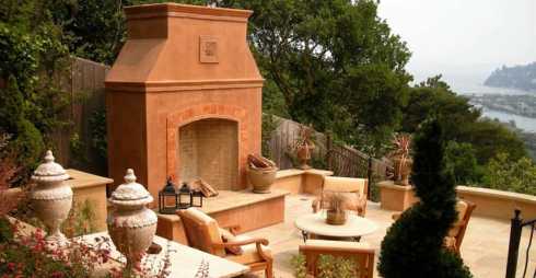 outdoor masonry fireplace