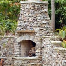 outdoor masonry fireplace