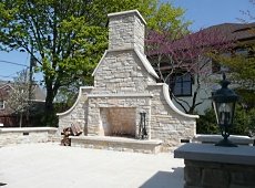 outdoor stone fireplace design