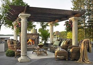 outdoor stone fireplace design