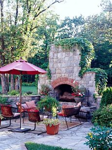 outdoor stone fireplace design