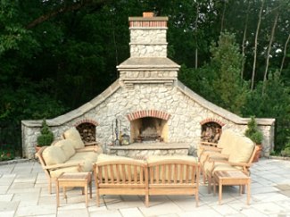 outdoor stone fireplace design