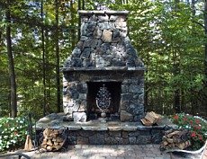 outdoor stone fireplace design