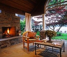 outdoor stone fireplace design