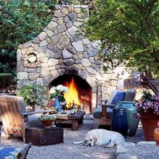 outdoor stone fireplace design