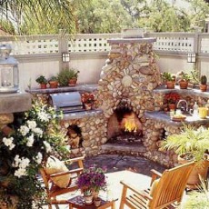 outdoor stone fireplace design