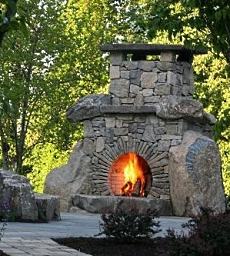 outdoor stone fireplace designs