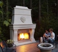 outdoor stone fireplace