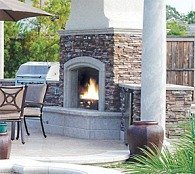 outdoor stone fireplace