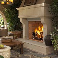 outdoor stone fireplace