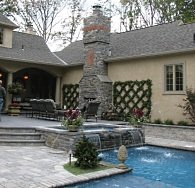 outdoor stone fireplace