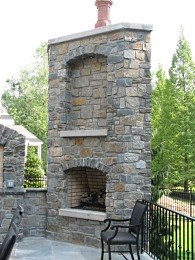 outdoor stone fireplace