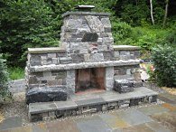 outdoor stone fireplace