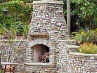 outdoor stone fireplace