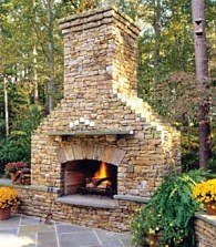 outdoor stone fireplace