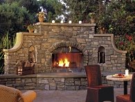 outdoor stone fireplace