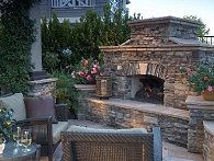 outdoor stone fireplace