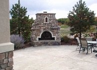 outdoor stone fireplace