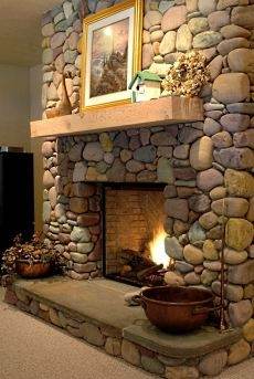 river rock fireplace designs