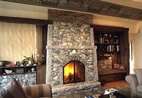 river rock fireplace designs