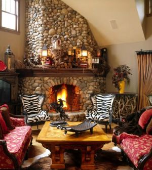 river rock fireplace designs