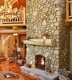 river rock fireplace pictures