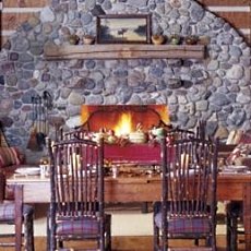 river rock fireplaces