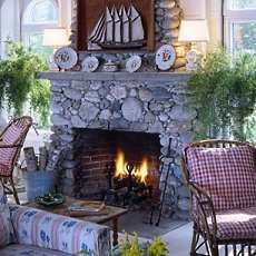 river rock fireplaces