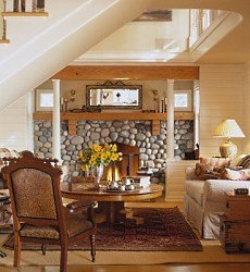 river rock fireplaces