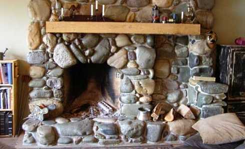 river rock fireplaces