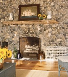 river rock fireplaces