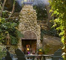 river stone fireplace