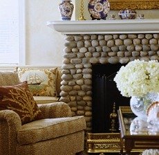 river stone fireplace