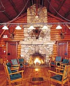 rustic stone fireplace