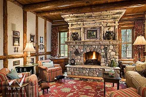 rustic stone fireplace