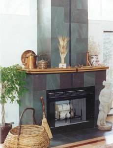 slate stone fireplace