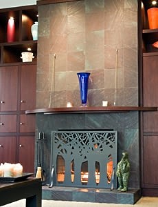 slate stone fireplace