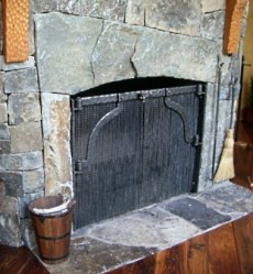 slate stone fireplace