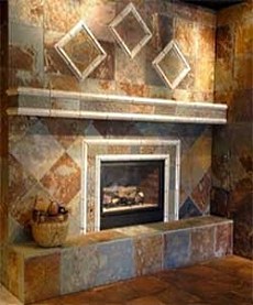 slate stone fireplace