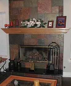 slate stone fireplace