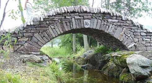 stacked stone fireplace